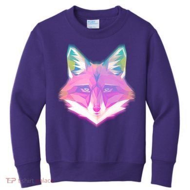 Retro Glowing Digital Polygon Fox Kids Sweatshirt