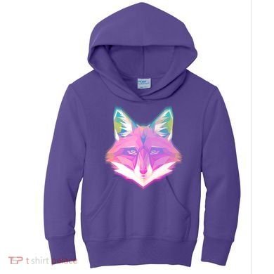 Retro Glowing Digital Polygon Fox Kids Hoodie