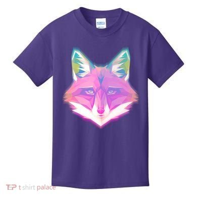 Retro Glowing Digital Polygon Fox Kids T-Shirt