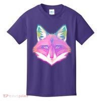 Retro Glowing Digital Polygon Fox Kids T-Shirt thumb 0