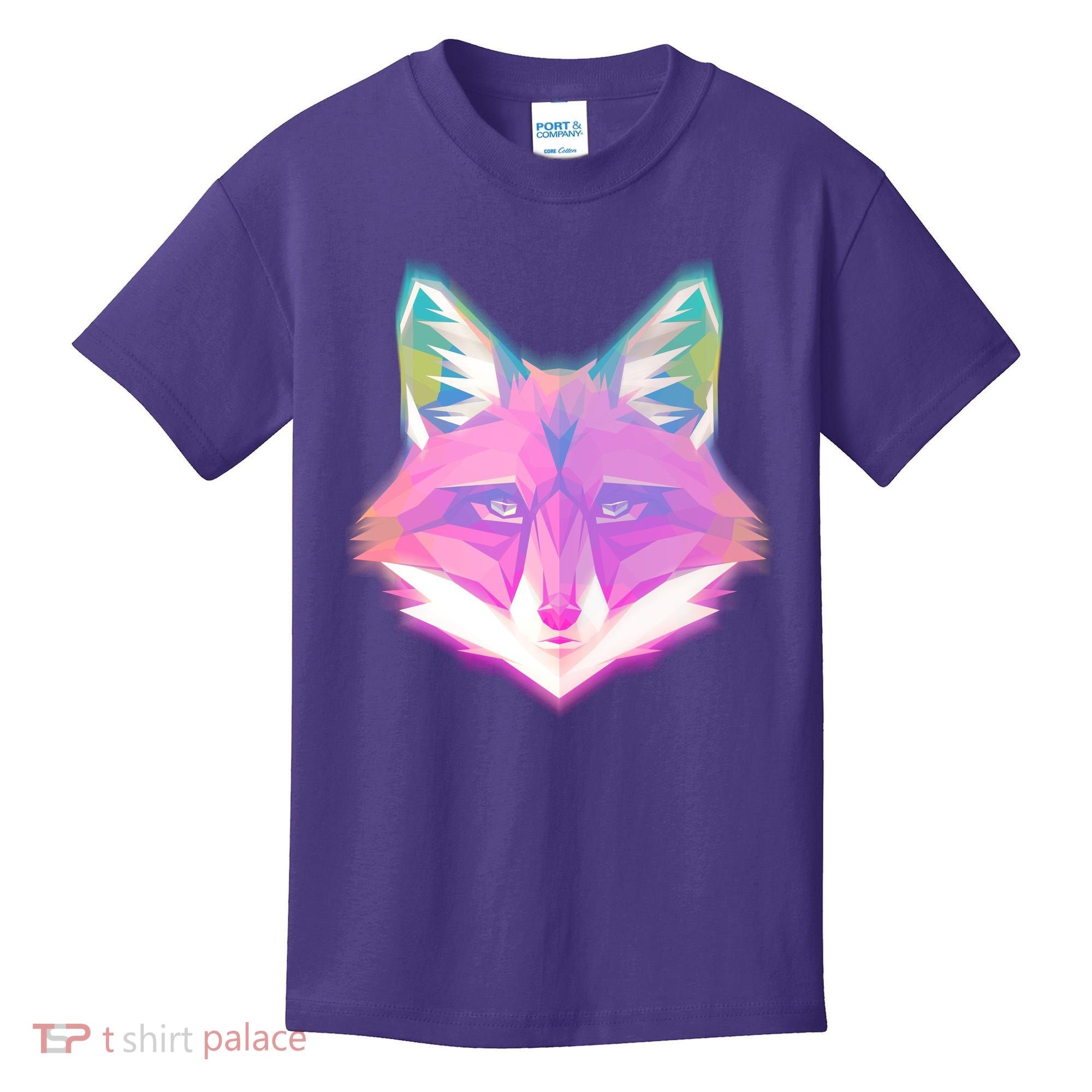 Retro Glowing Digital Polygon Fox Kids T-Shirt