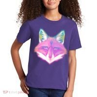 Retro Glowing Digital Polygon Fox Kids T-Shirt thumb 2