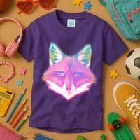 Retro Glowing Digital Polygon Fox Kids T-Shirt thumb 3