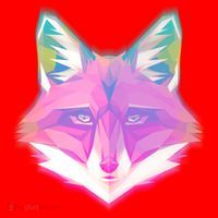 Retro Glowing Digital Polygon Fox Santa Hat thumb 1
