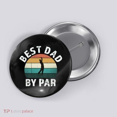 Retro Golfer Dad Fun Vintage Sunset Father Playing Golf Pun Button