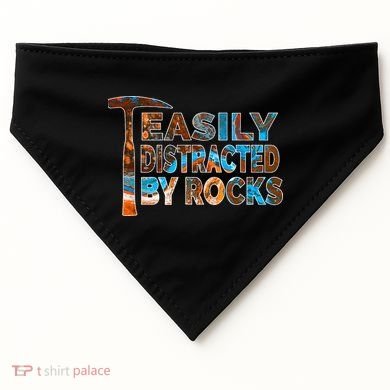 Rock Geology Easily Distracted By Rocks Rockhound USA-Made Doggie Bandana