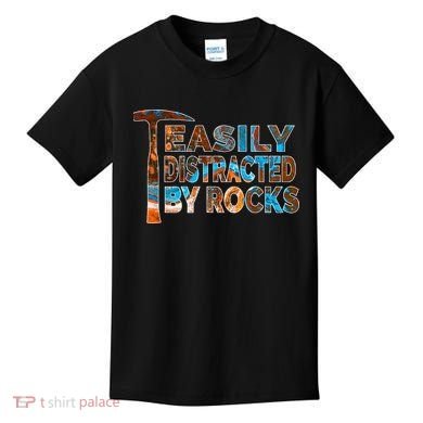 Rock Geology Easily Distracted By Rocks Rockhound Kids T-Shirt