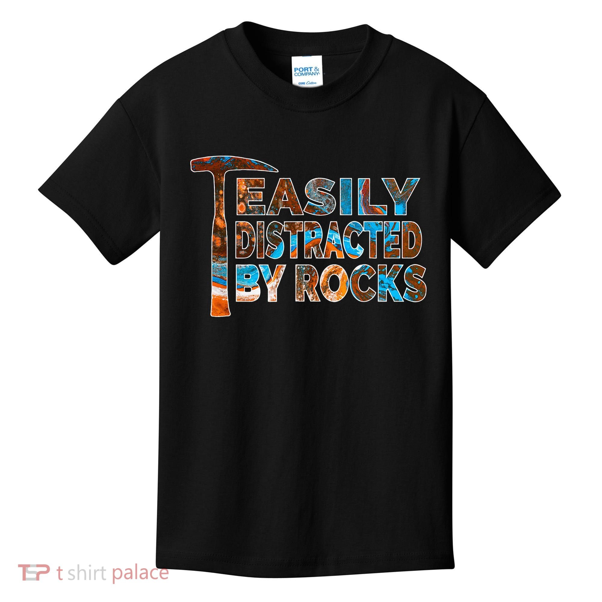 Rock Geology Easily Distracted By Rocks Rockhound Kids T-Shirt