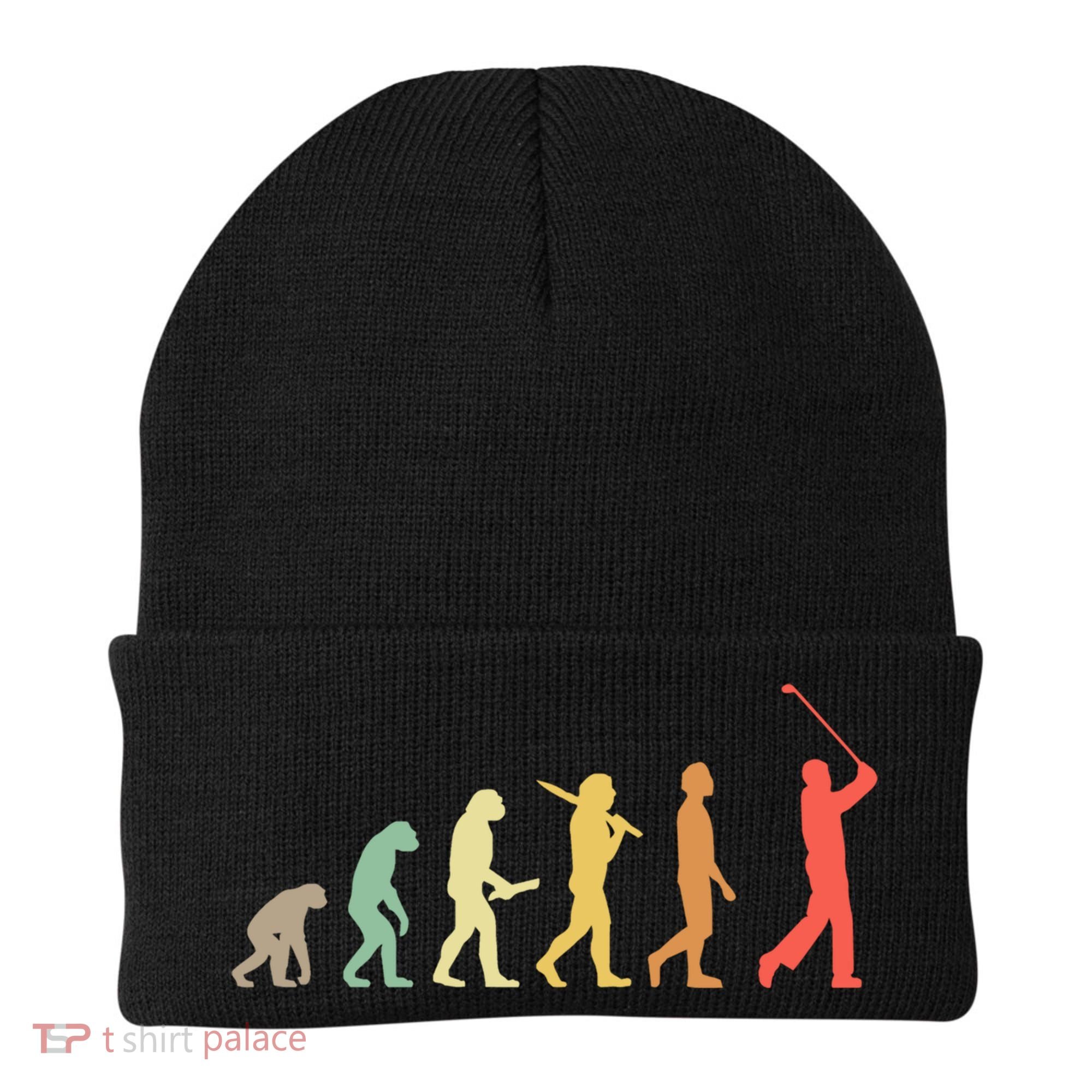 Retro Golf Evolution Gift For Golfers And Golf Players Gift Beanie