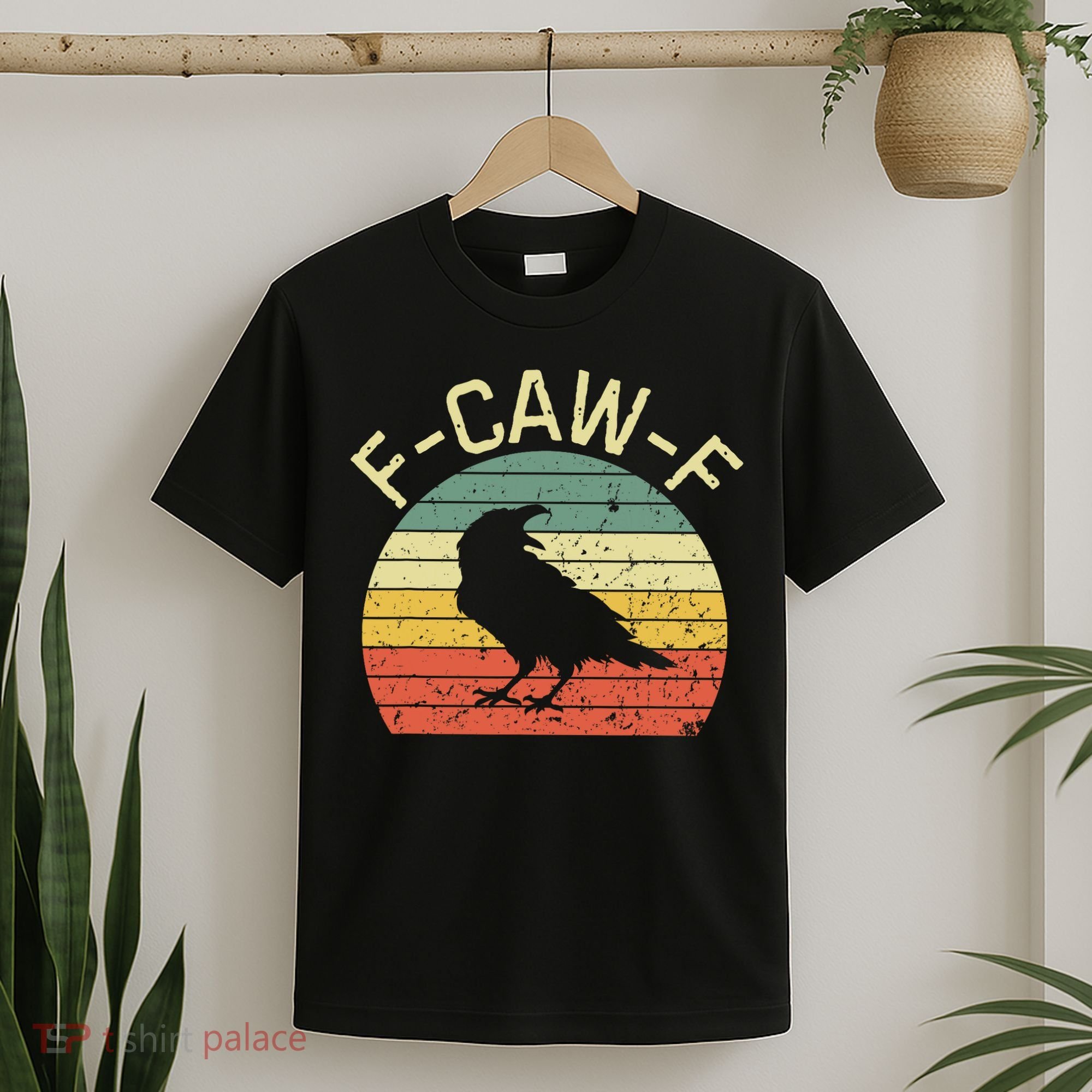 Retro Grunge F-Caw-F Black Crow Black Bird Cawing  T-Shirt