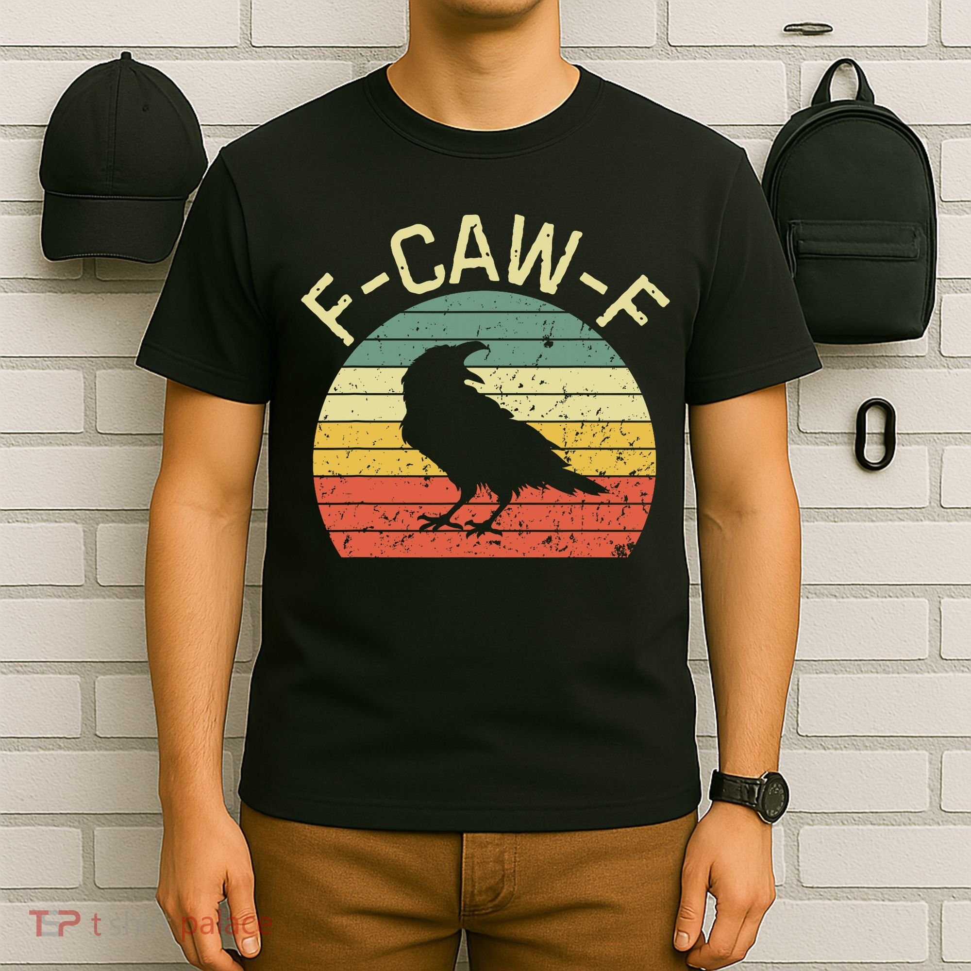 Retro Grunge F-Caw-F Black Crow Black Bird Cawing  T-Shirt