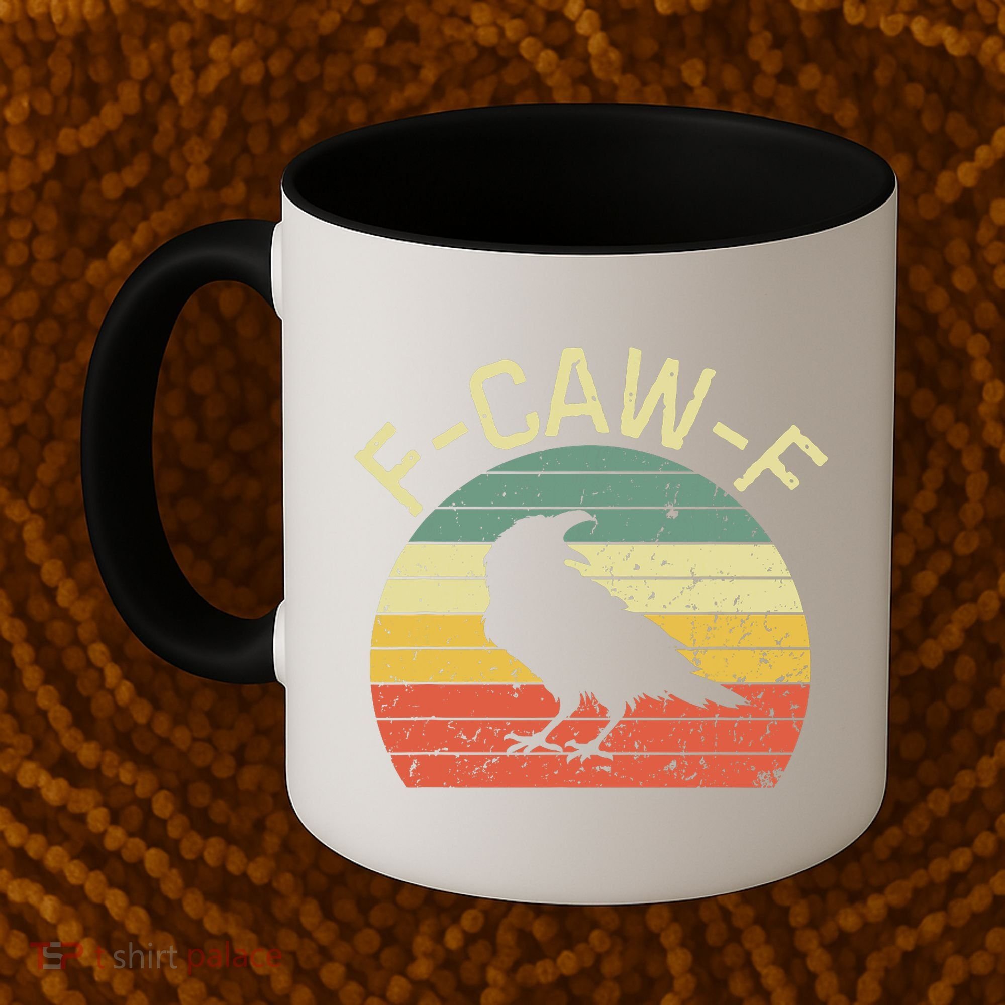 Retro Grunge F-Caw-F Black Crow Black Bird Cawing  Coffee Mug