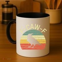 Retro Grunge F-Caw-F Black Crow Black Bird Cawing  Coffee Mug thumb 4