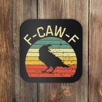 Retro Grunge F-Caw-F Black Crow Black Bird Cawing  Coaster thumb 0