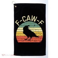 Retro Grunge F-Caw-F Black Crow Black Bird Cawing  Golf Towel thumb 0
