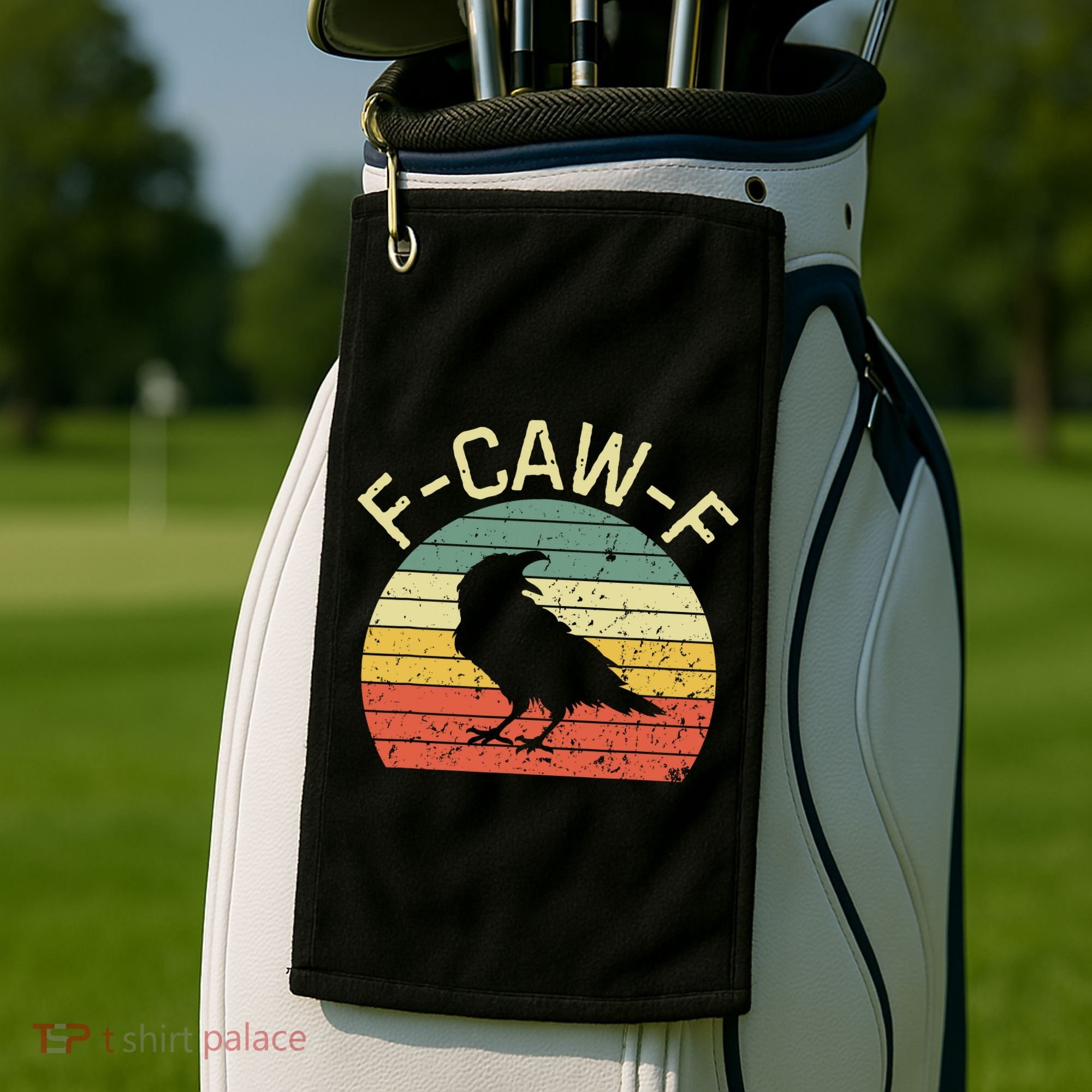 Retro Grunge F-Caw-F Black Crow Black Bird Cawing  Golf Towel