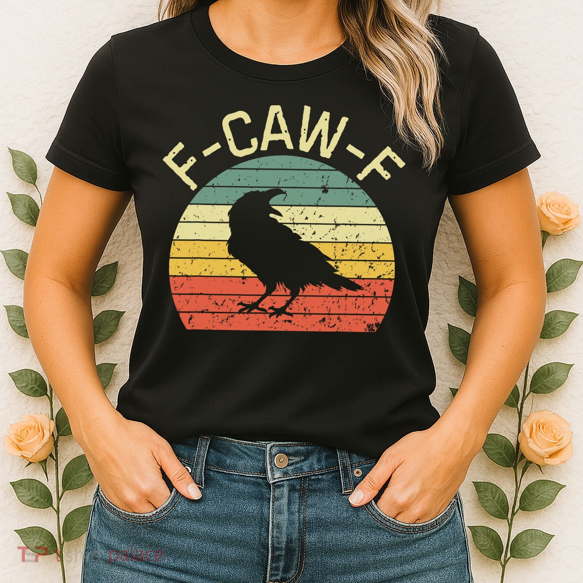 Retro Grunge F-Caw-F Black Crow Black Bird Cawing  Women's T-Shirt