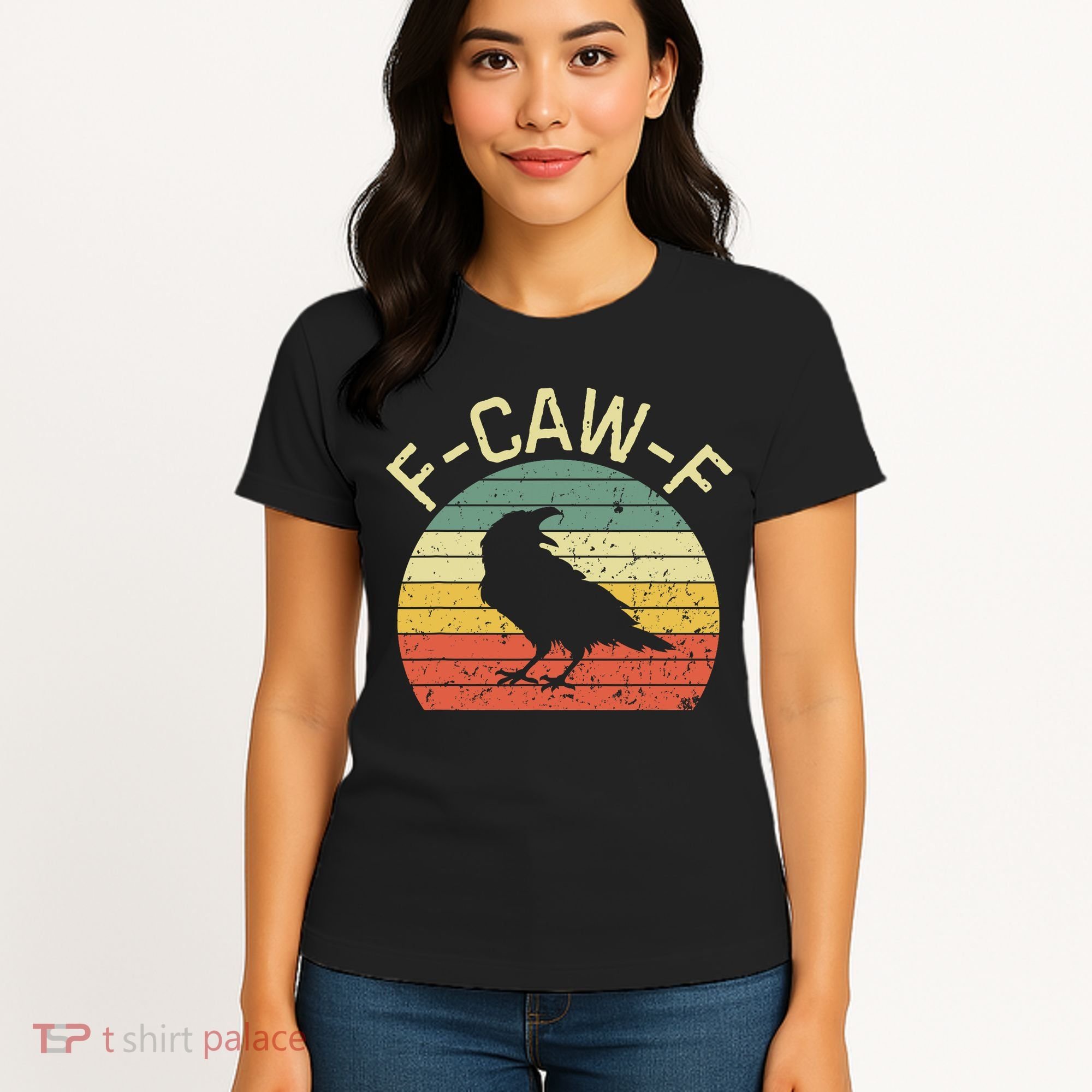 Retro Grunge F-Caw-F Black Crow Black Bird Cawing  Women's T-Shirt
