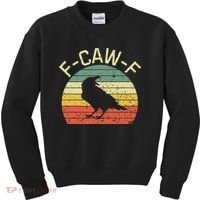 Retro Grunge F-Caw-F Black Crow Black Bird Cawing  Kids Sweatshirt thumb 0