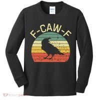 Retro Grunge F-Caw-F Black Crow Black Bird Cawing  Kids Long Sleeve Shirt thumb 0