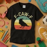 Retro Grunge F-Caw-F Black Crow Black Bird Cawing  Kids T-Shirt thumb 3