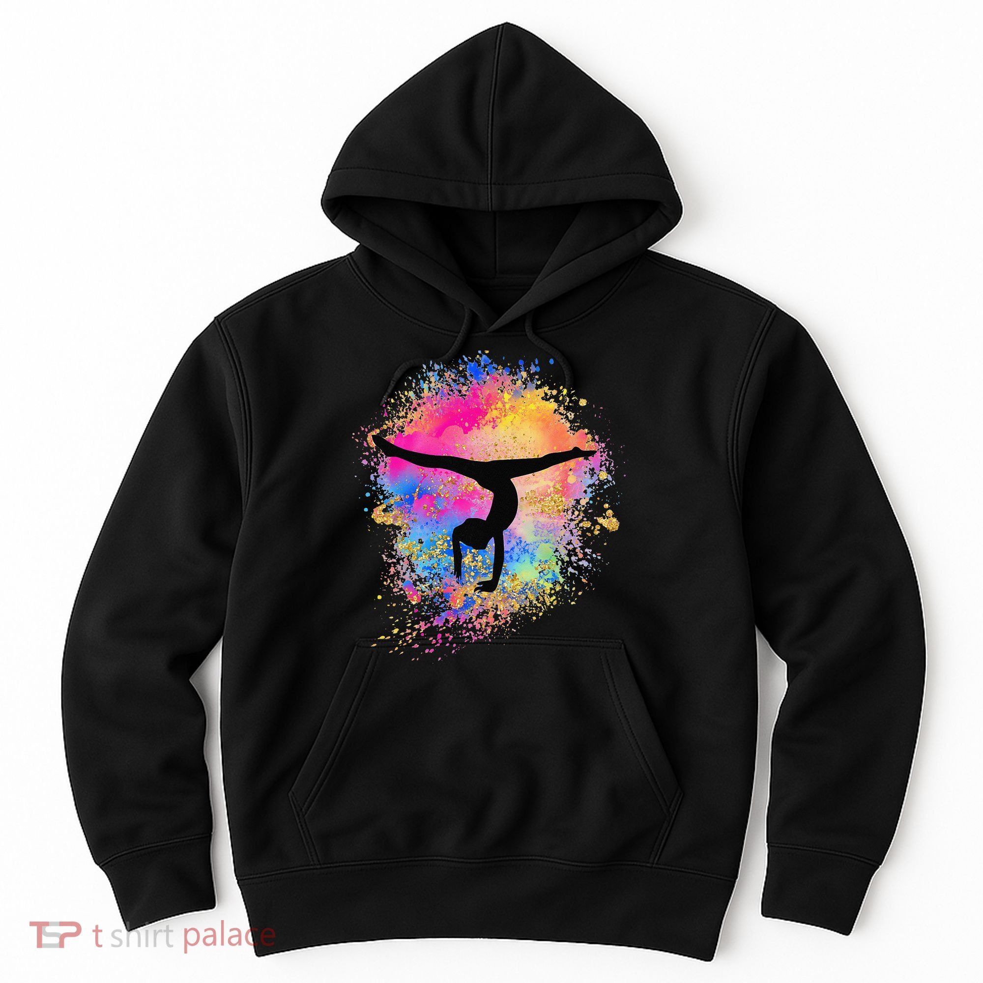 Rainbow Gymnastics Female Gymnast Silhouette HandStand Hoodie