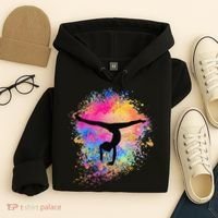 Rainbow Gymnastics Female Gymnast Silhouette HandStand Hoodie thumb 4