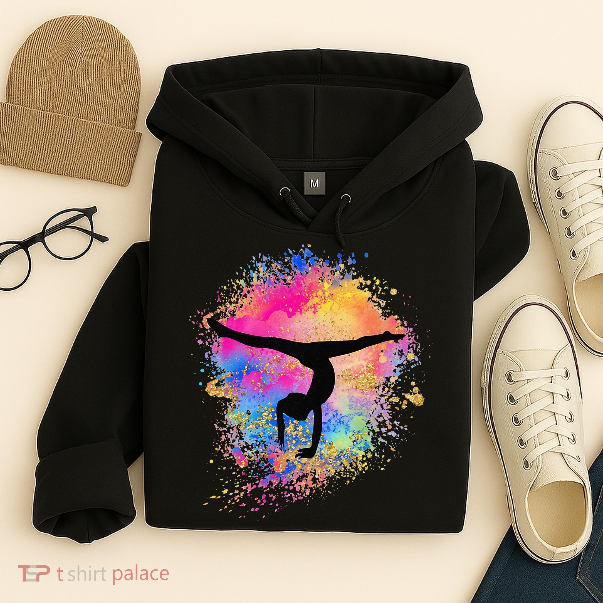 Rainbow Gymnastics Female Gymnast Silhouette HandStand Hoodie