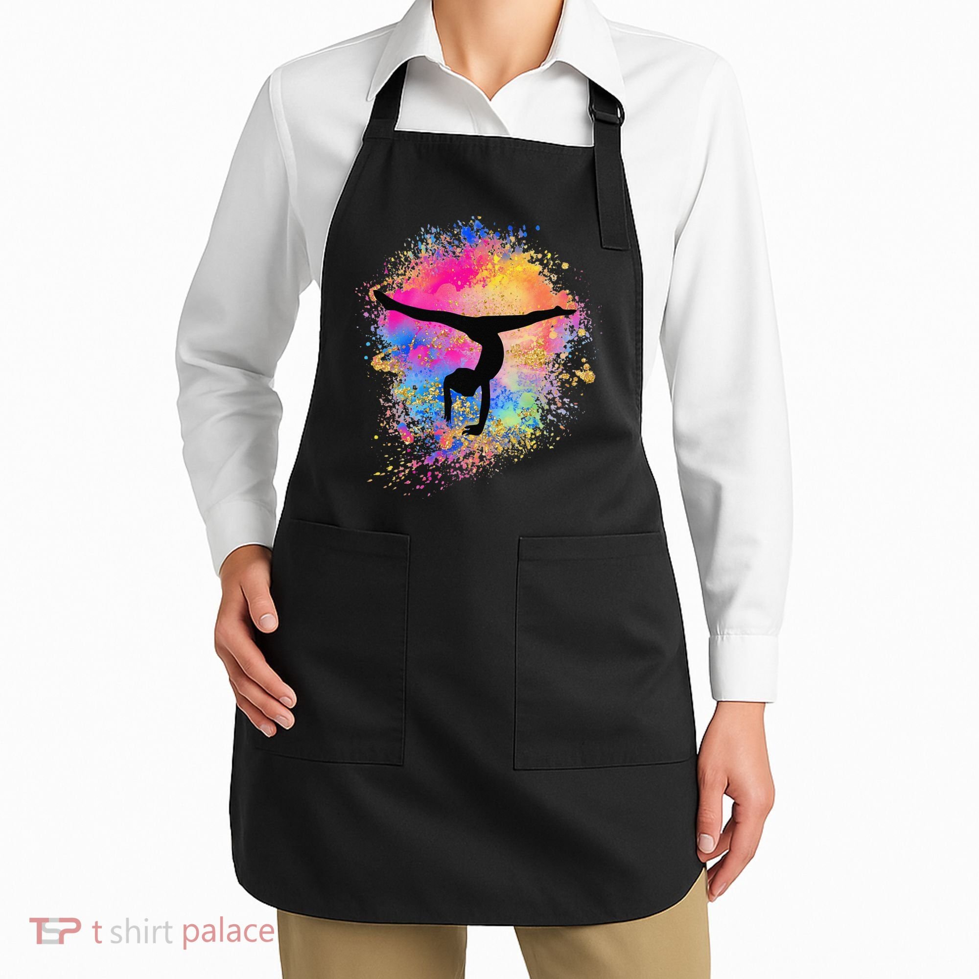 Rainbow Gymnastics Female Gymnast Silhouette HandStand Apron