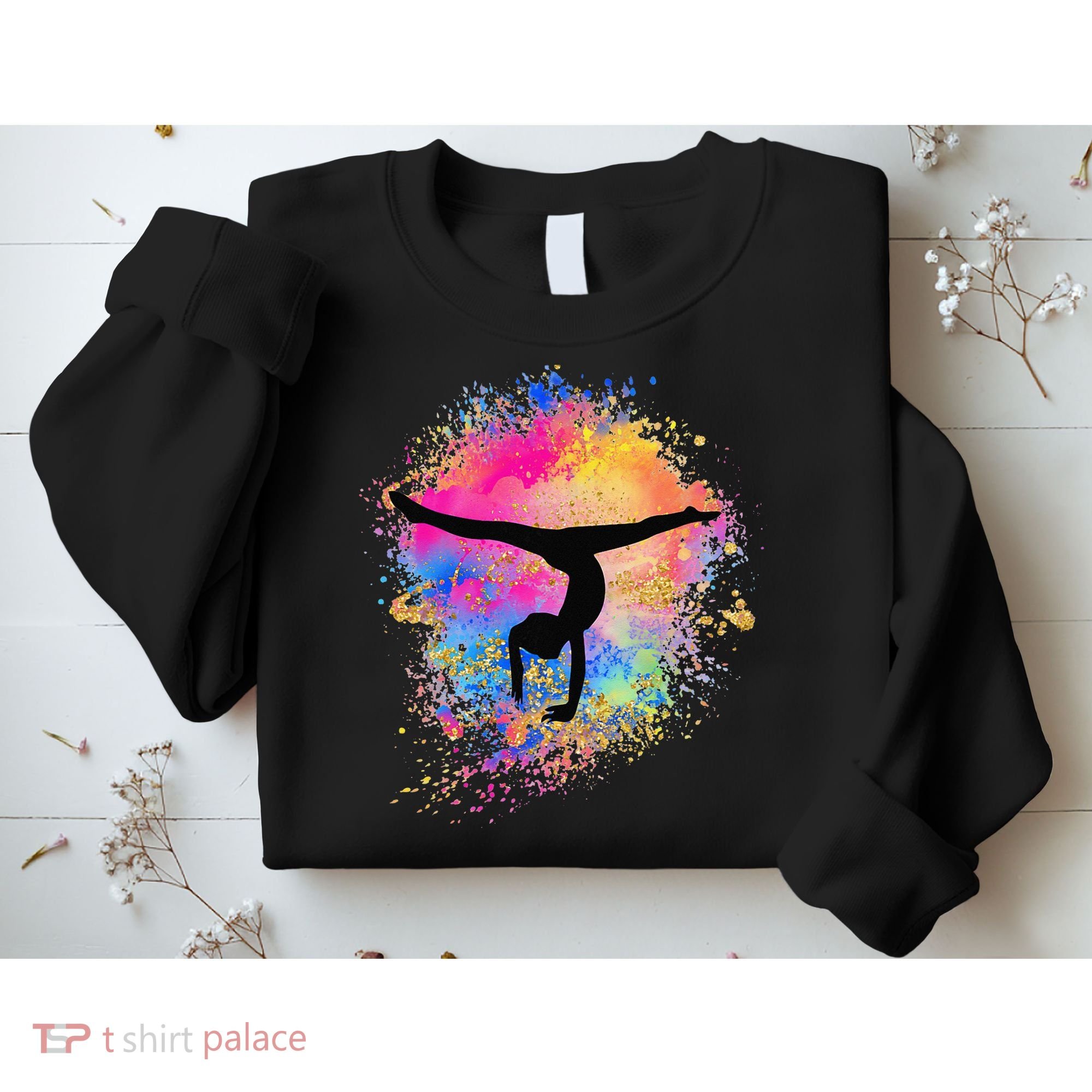 Rainbow Gymnastics Female Gymnast Silhouette HandStand Sweatshirt