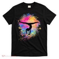 Rainbow Gymnastics Female Gymnast Silhouette HandStand T-Shirt thumb 0