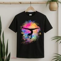 Rainbow Gymnastics Female Gymnast Silhouette HandStand T-Shirt thumb 2
