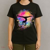 Rainbow Gymnastics Female Gymnast Silhouette HandStand T-Shirt thumb 4