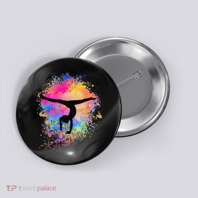 Rainbow Gymnastics Female Gymnast Silhouette HandStand Button