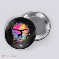 Rainbow Gymnastics Female Gymnast Silhouette HandStand Button thumb 0