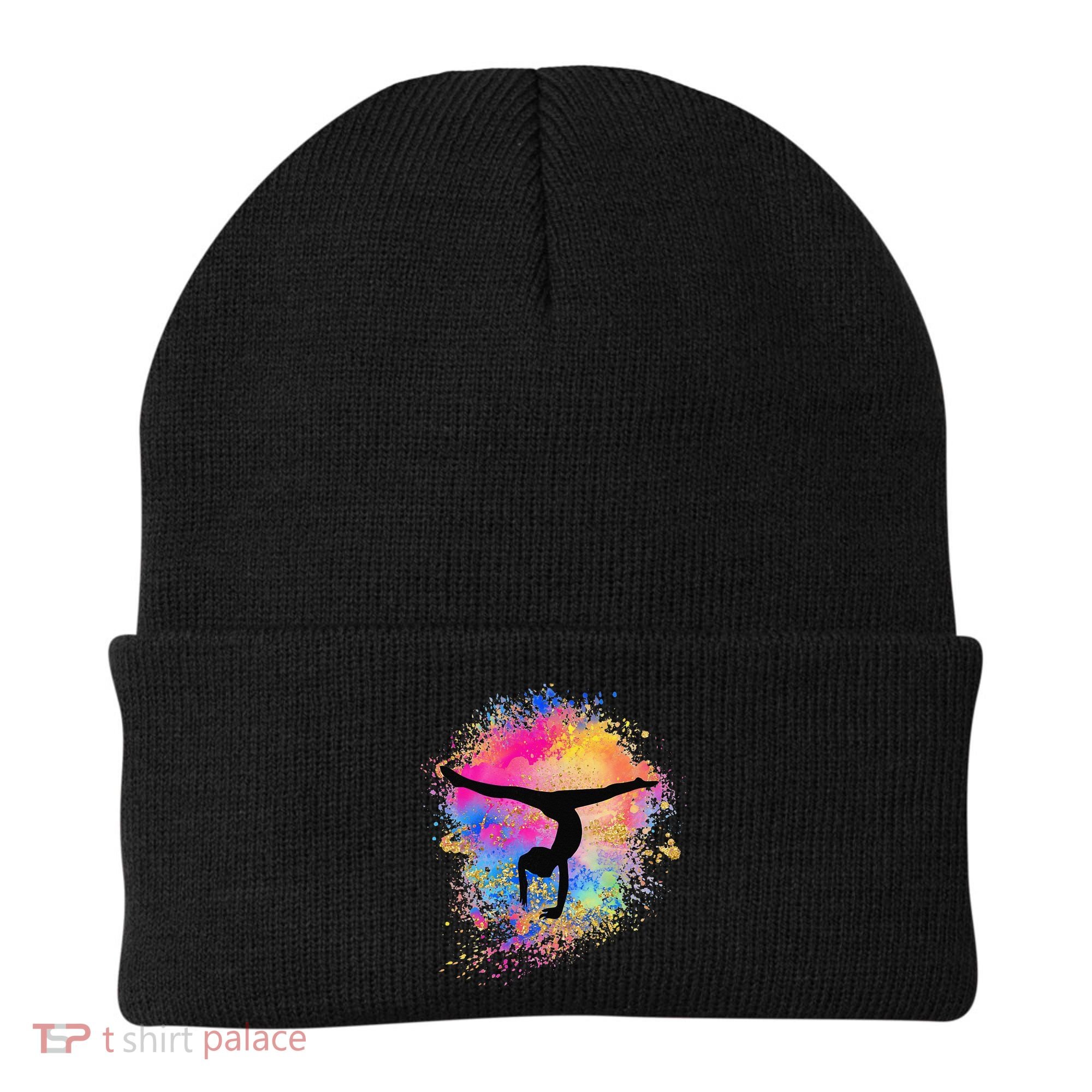 Rainbow Gymnastics Female Gymnast Silhouette HandStand Beanie