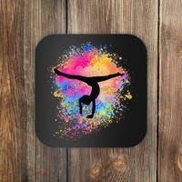 Rainbow Gymnastics Female Gymnast Silhouette HandStand Coaster thumb 0