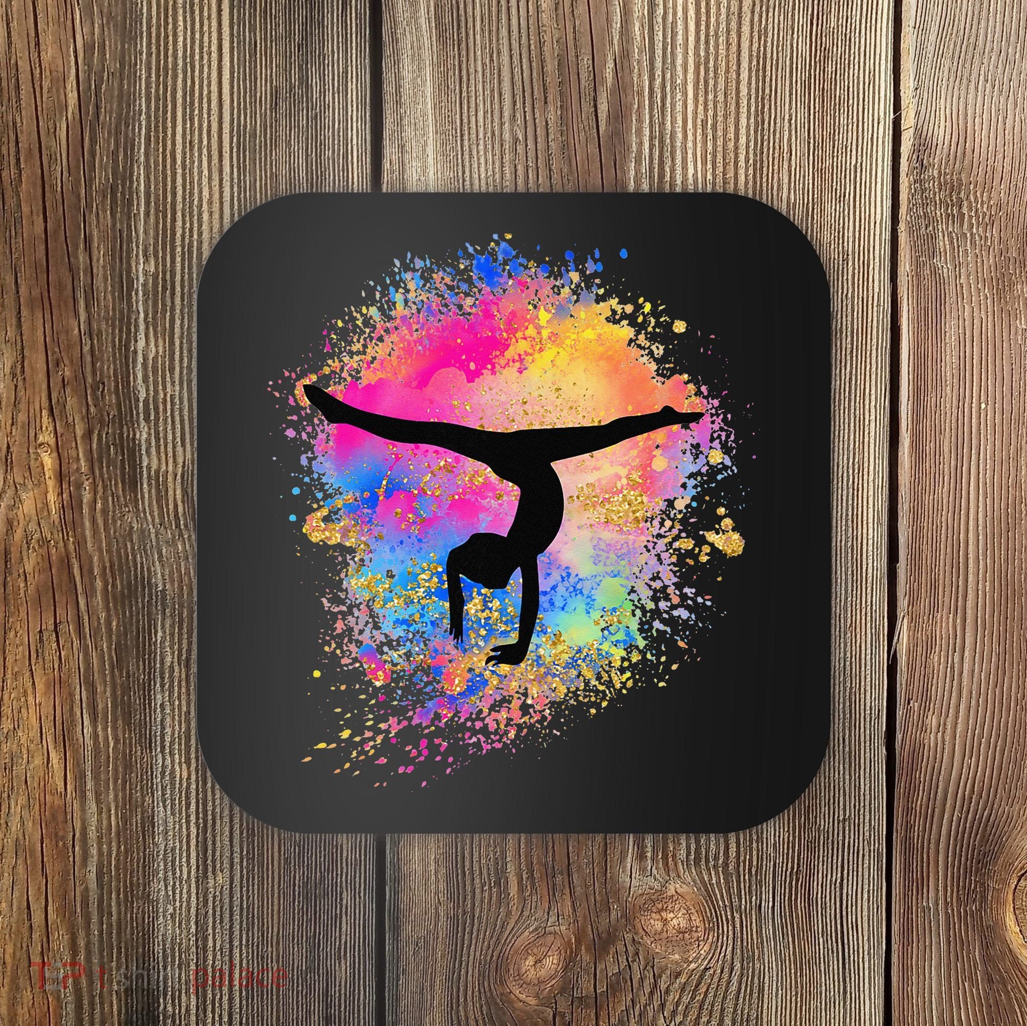 Rainbow Gymnastics Female Gymnast Silhouette HandStand Coaster