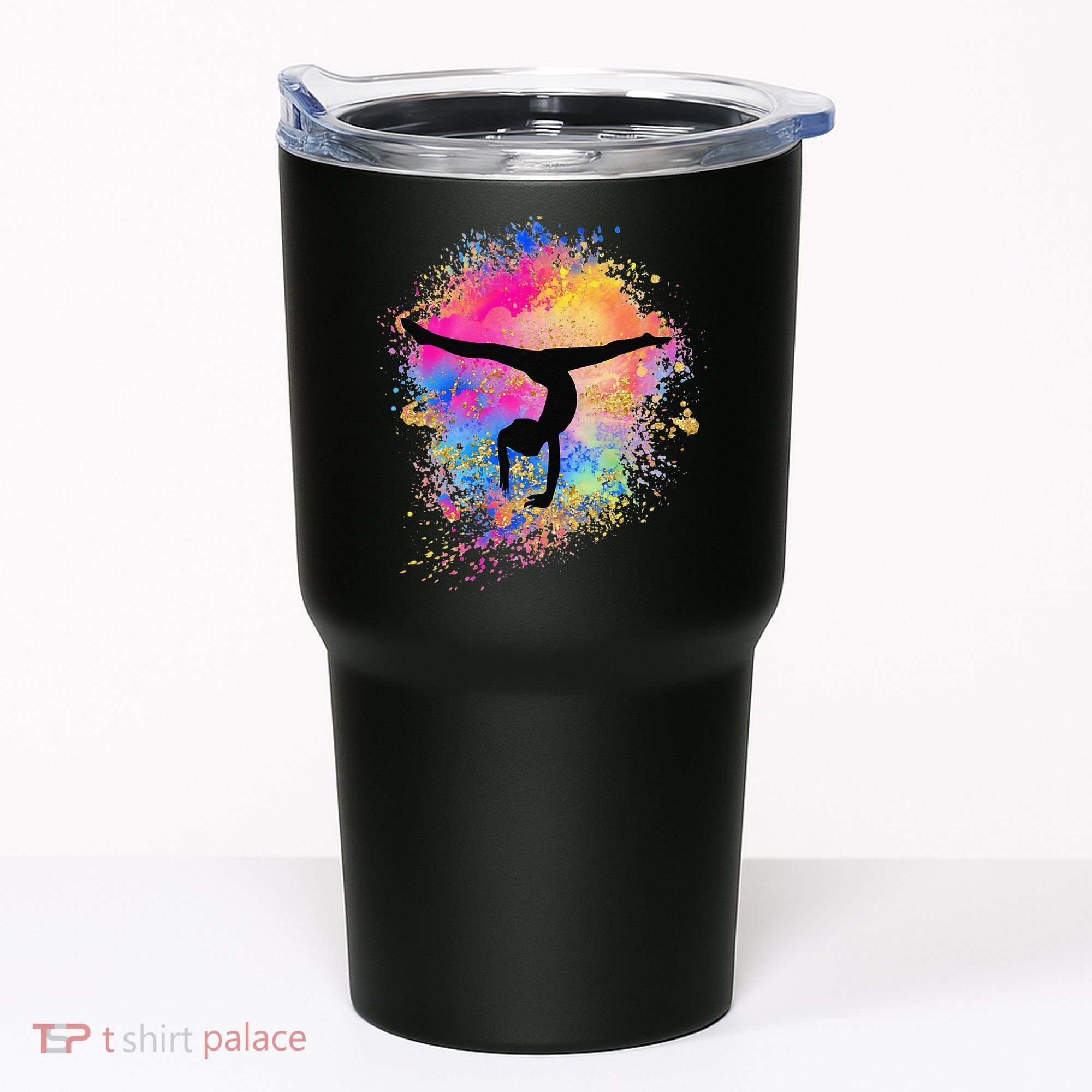 Rainbow Gymnastics Female Gymnast Silhouette HandStand Tumbler