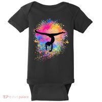 Rainbow Gymnastics Female Gymnast Silhouette HandStand Baby Bodysuit thumb 0