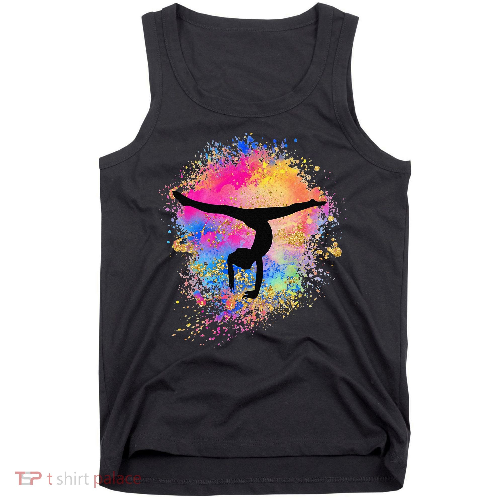 Rainbow Gymnastics Female Gymnast Silhouette HandStand Tank Top