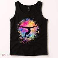 Rainbow Gymnastics Female Gymnast Silhouette HandStand Tank Top thumb 2