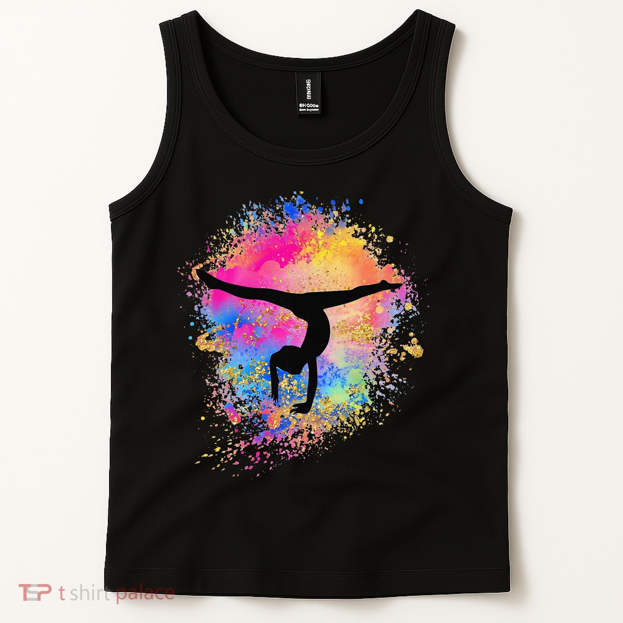 Rainbow Gymnastics Female Gymnast Silhouette HandStand Tank Top