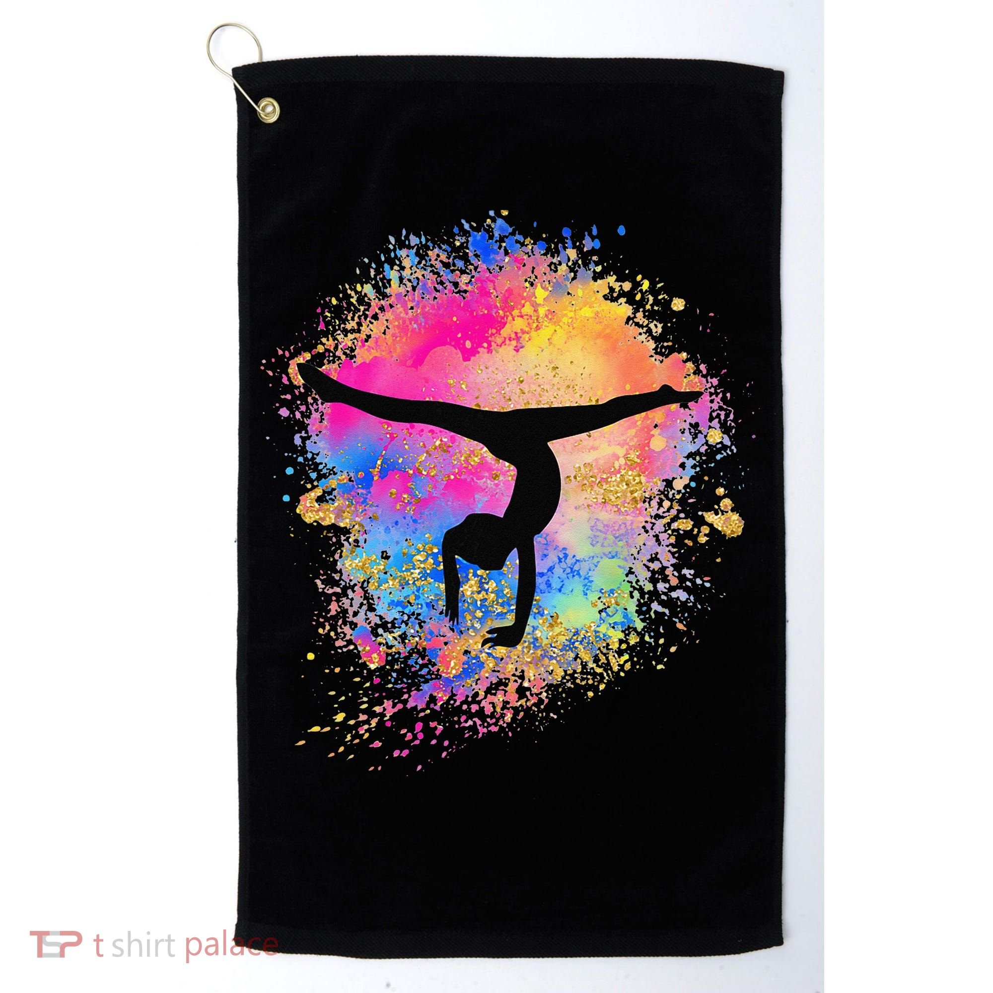 Rainbow Gymnastics Female Gymnast Silhouette HandStand Golf Towel