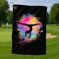 Rainbow Gymnastics Female Gymnast Silhouette HandStand Golf Towel thumb 1