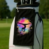 Rainbow Gymnastics Female Gymnast Silhouette HandStand Golf Towel thumb 2