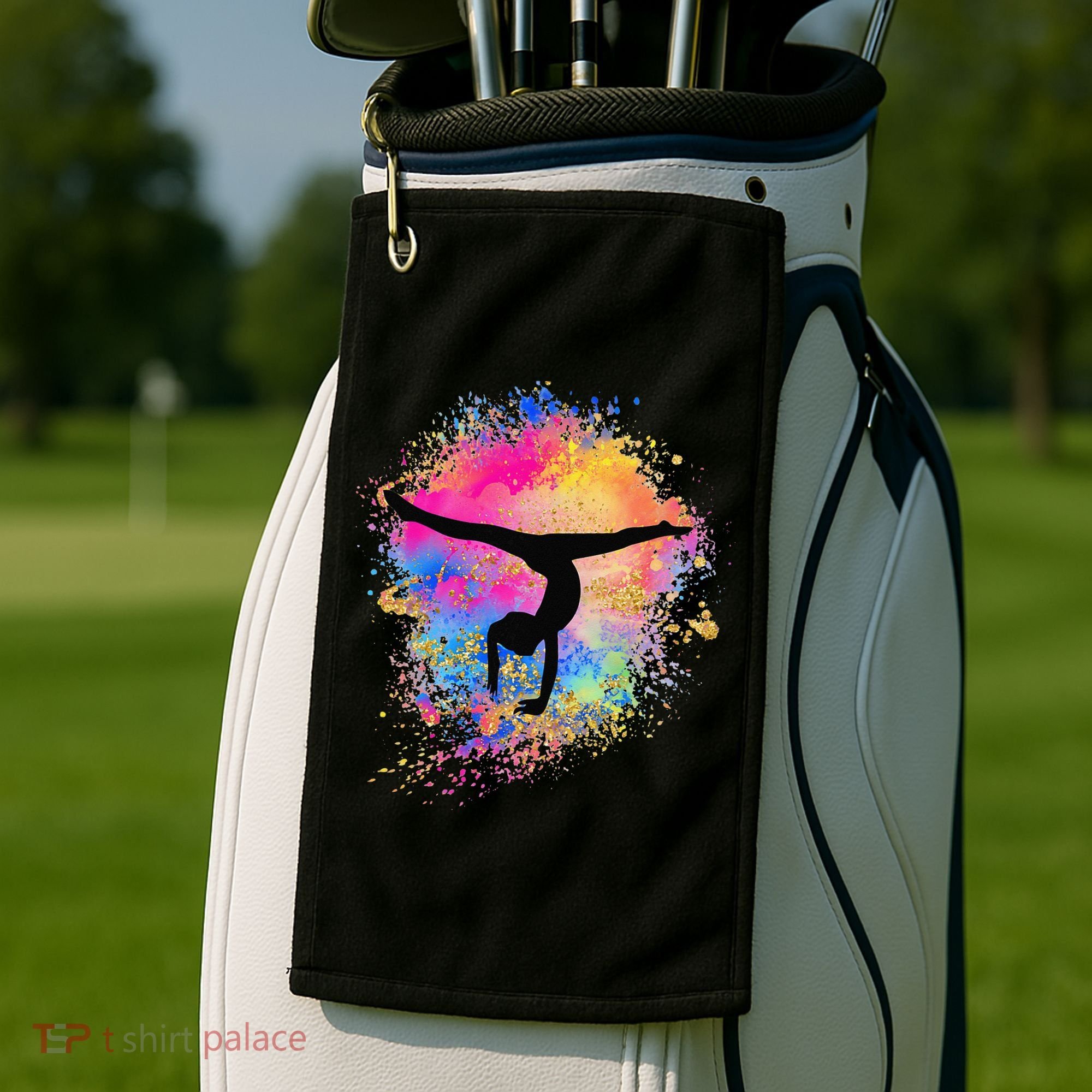Rainbow Gymnastics Female Gymnast Silhouette HandStand Golf Towel