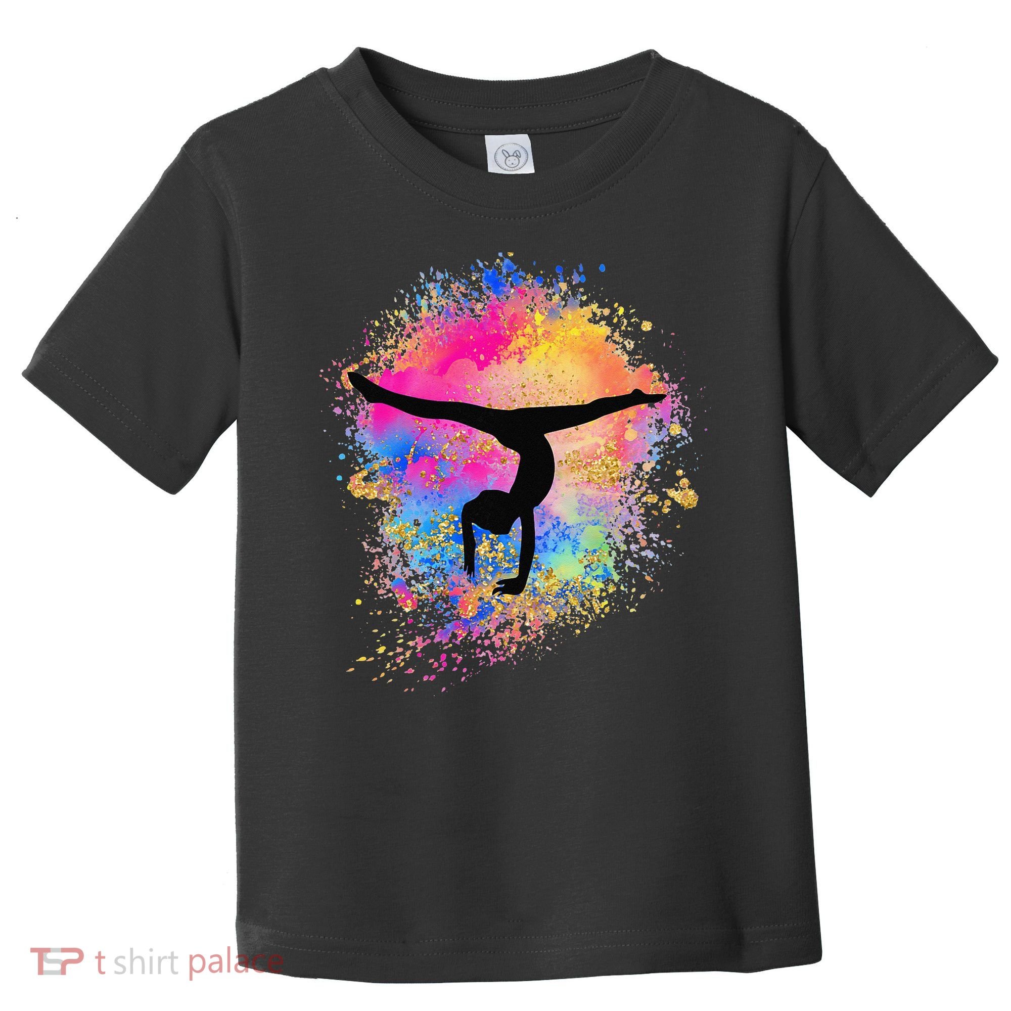 Rainbow Gymnastics Female Gymnast Silhouette HandStand Toddler T-Shirt