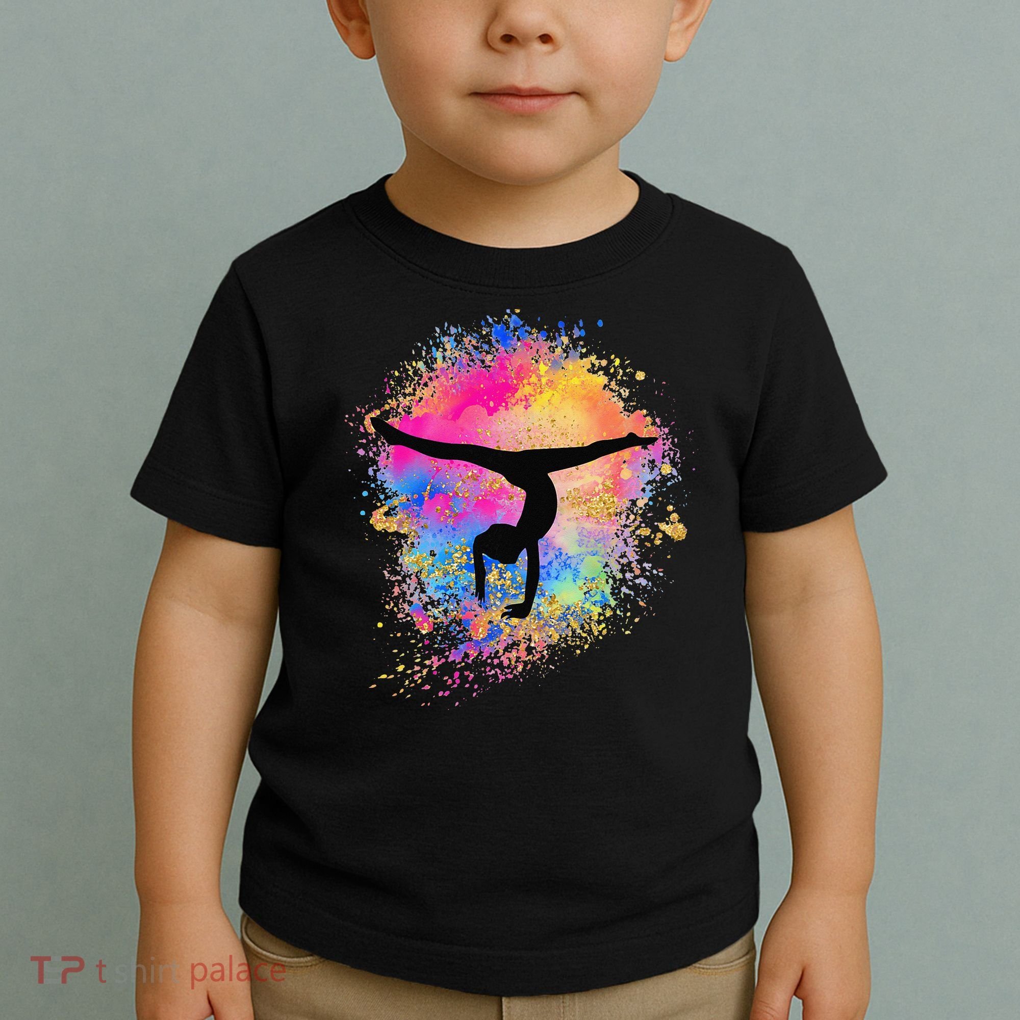 Rainbow Gymnastics Female Gymnast Silhouette HandStand Toddler T-Shirt