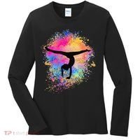 Rainbow Gymnastics Female Gymnast Silhouette HandStand Women's Long Sleeve Shirt thumb 0